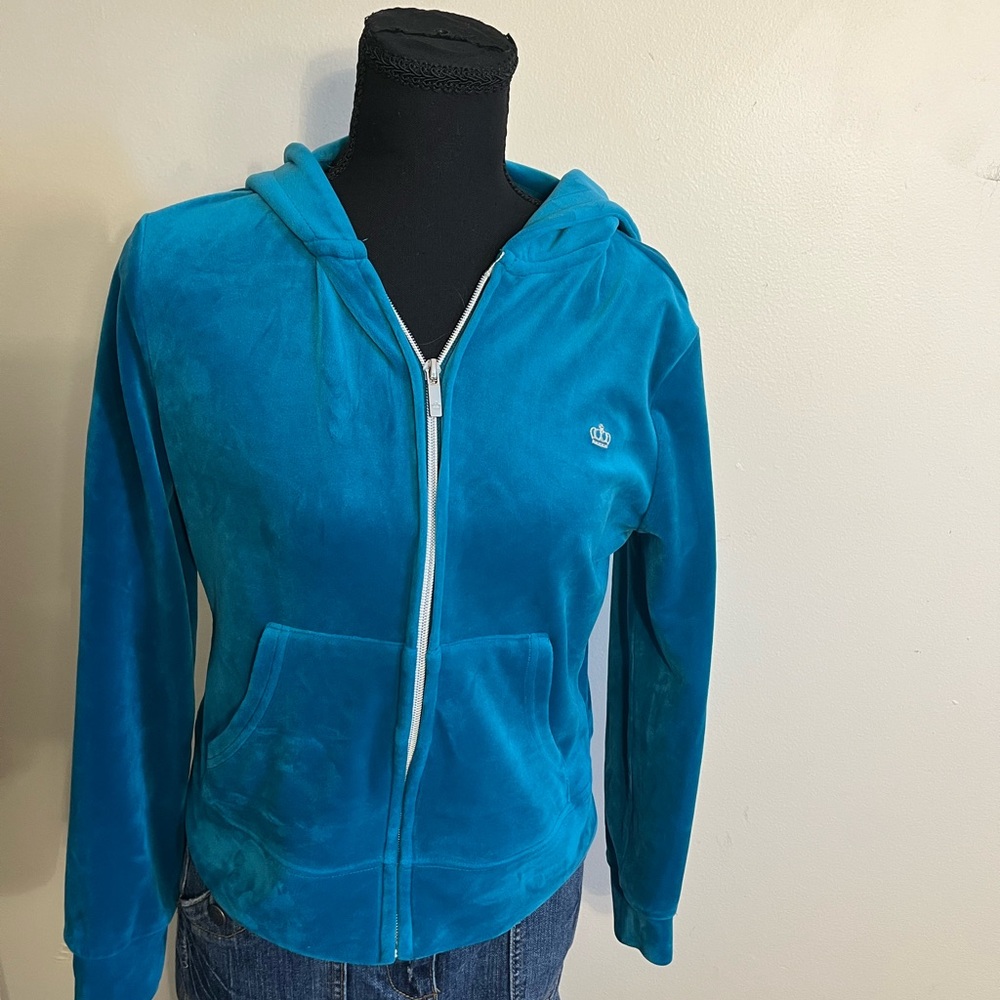 Juicy by Juicy Couture Teal Velour Zip-Up Hoodie